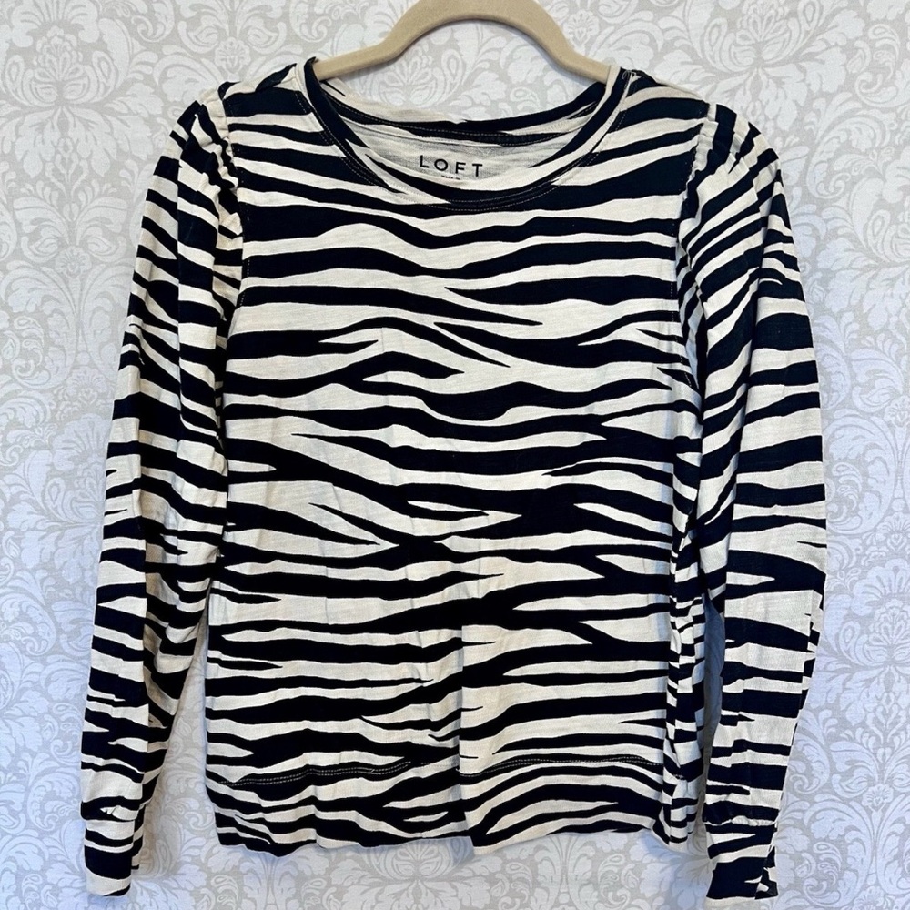 LOFT Black and White Striped Top